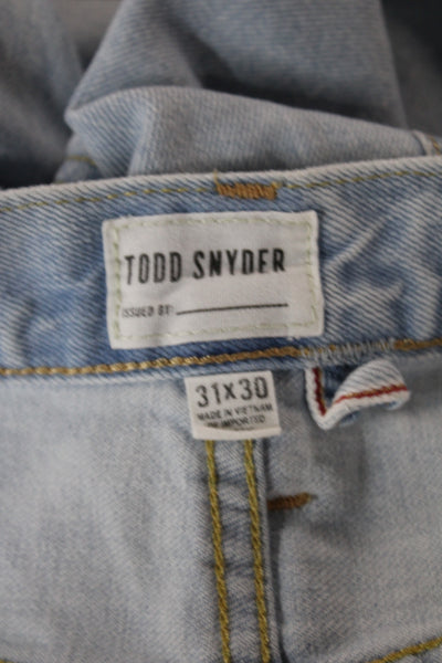 Todd Snyder Mens Straight Jeans Light Blue Button Cotton Size 31