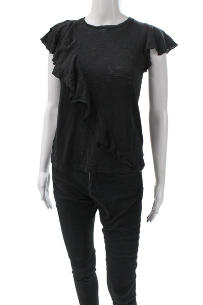 Goldie Women Black Gothic Crew Neck Cap Sleeve T-Shirt Size XS