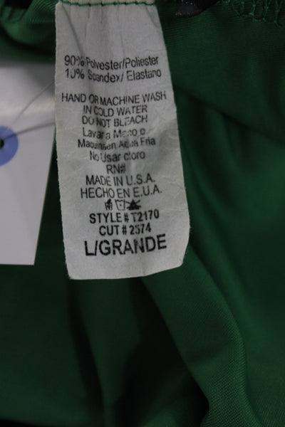 Decker Women Sleeveless Tank Top Green Solid Polyester Spandex Size L