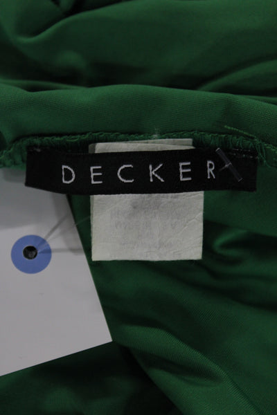 Decker Women Sleeveless Tank Top Green Solid Polyester Spandex Size L