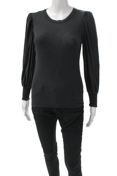 Nation LTD Women Jersey T-Shirt Black Long Sleeve Crew Neck Size XS