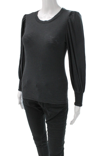 Nation LTD Women Jersey T-Shirt Black Long Sleeve Crew Neck Size XS