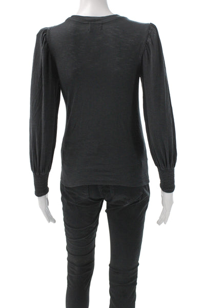 Nation LTD Women Jersey T-Shirt Black Long Sleeve Crew Neck Size XS
