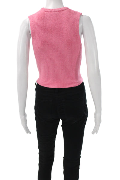 Zara Women Cropped Pink Tank Top 90s Sleeveless Size L