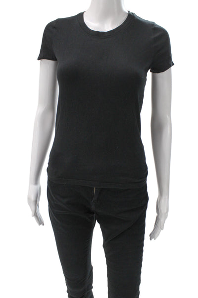 J Crew Womens Basic Short Sleeve Crew Neck Black T-Shirt Size 2XS