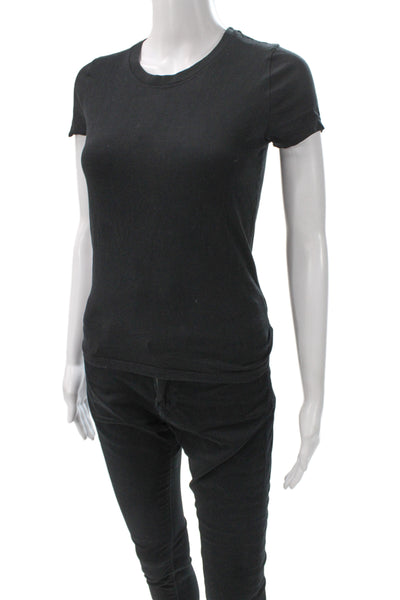 J Crew Womens Basic Short Sleeve Crew Neck Black T-Shirt Size 2XS