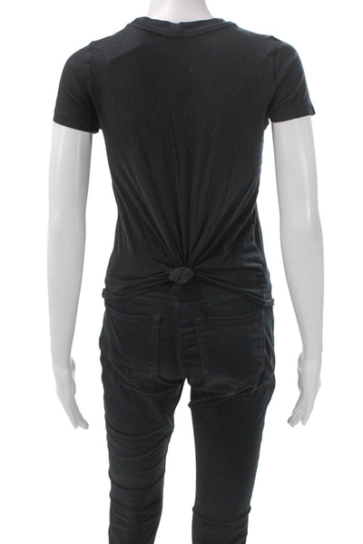 J Crew Womens Basic Short Sleeve Crew Neck Black T-Shirt Size 2XS