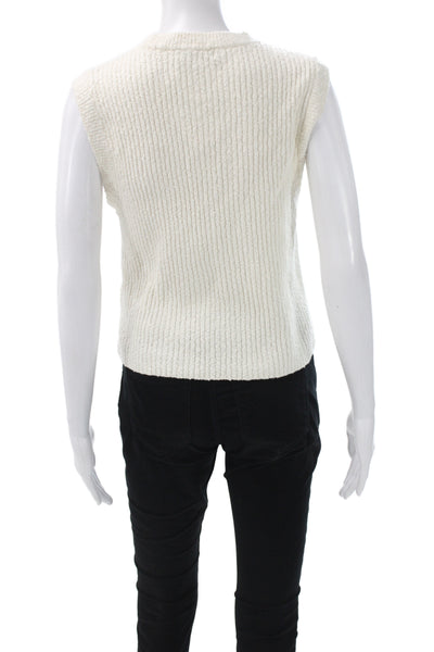 Madewell Womens Ivory Mock Neck Vest Sweater Sleeveless Size L