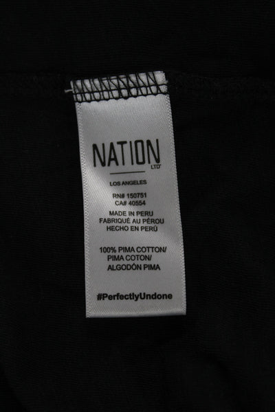 Nation LTD Womens Black High Neck Long Sleeve Basic Pima Cotton Blouse Size XS