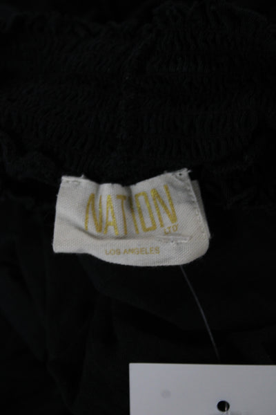 Nation LTD Womens Black High Neck Long Sleeve Basic Pima Cotton Blouse Size XS