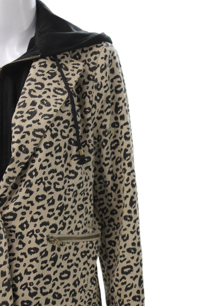 Fate. Women Beige Animal Print Cotton Blazer Button Long Sleeve Size L