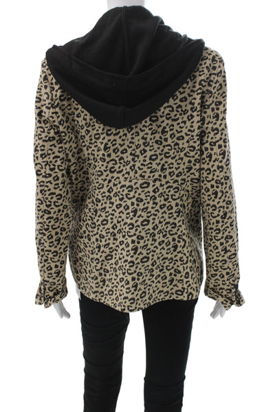 Fate. Women Beige Animal Print Cotton Blazer Button Long Sleeve Size L