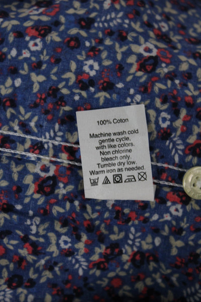 Nation LTD Womens Striped V Neck 3/4 Sleeve Button Cotton Blouse Size S