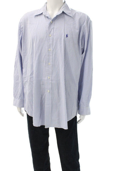 Ralph Lauren Blue Label Mens Blue Check Button Up Shirt Cotton Size L