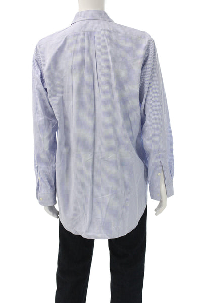 Ralph Lauren Blue Label Mens Blue Check Button Up Shirt Cotton Size L