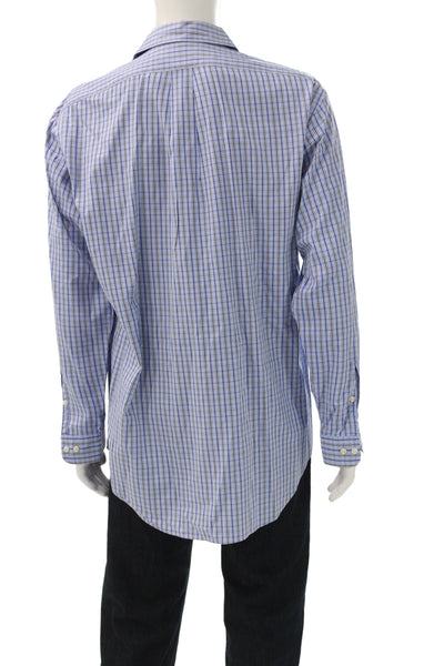 Ralph Lauren Blue Label Mens Plaid Cotton Button Up Long Sleeve Blue Size M