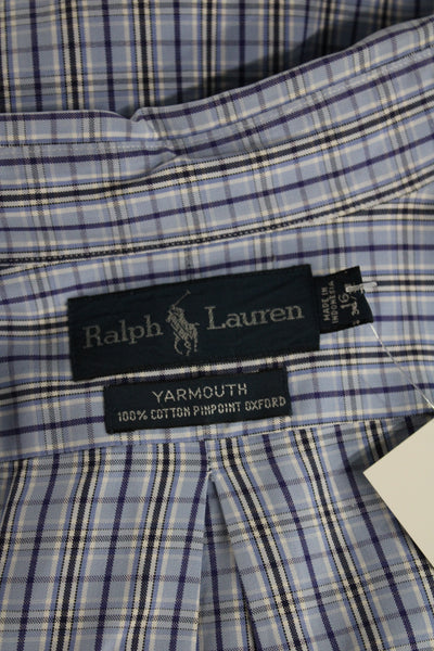 Ralph Lauren Blue Label Mens Plaid Cotton Button Up Long Sleeve Blue Size M