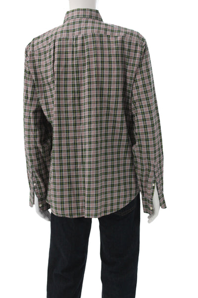 Ralph Lauren Blue Label Mens Plaid Cotton Button Up Long Sleeve Blue Size M