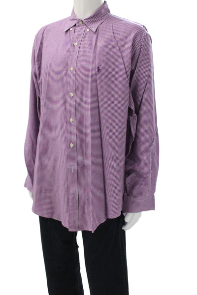 Ralph Lauren Blue Label Mens Purple Check Button Up Cotton Shirt Size M