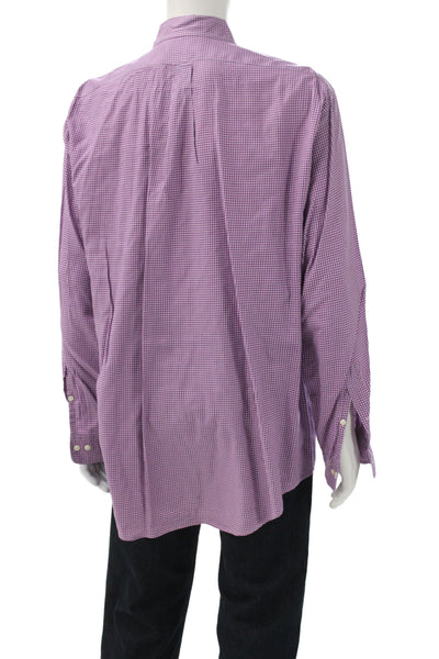 Ralph Lauren Blue Label Mens Purple Check Button Up Cotton Shirt Size M
