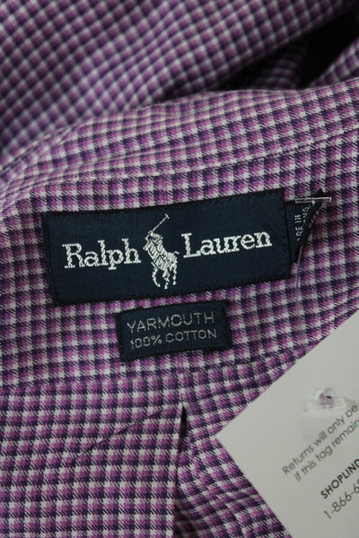 Ralph Lauren Blue Label Mens Purple Check Button Up Cotton Shirt Size M