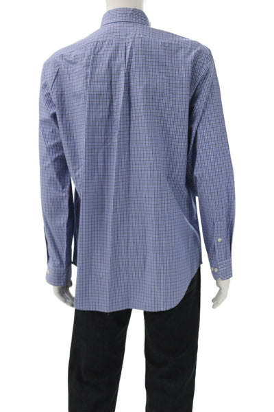 Ralph Lauren Blue Label Mens Blue Plaid Dress Shirt Collared Button Size M