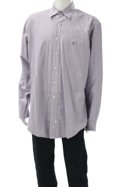 Ralph Lauren Blue Label Mens Button Up Shirt Purple Long Sleeve Size M