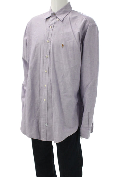 Ralph Lauren Blue Label Mens Button Up Shirt Purple Long Sleeve Size M