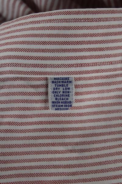 Ralph Lauren Black Label Mens Red Striped Cotton Button-Up Long-Sleeve Size M