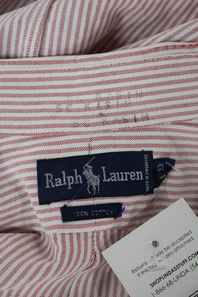Ralph Lauren Black Label Mens Red Striped Cotton Button-Up Long-Sleeve Size M