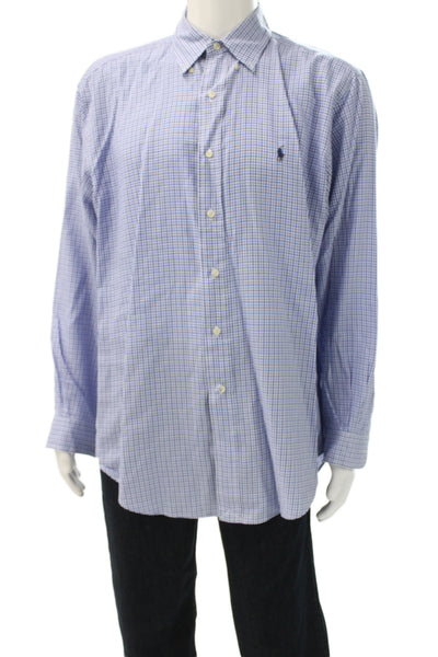Ralph Lauren Blue Label Mens Blue Check Button-Up Long Sleeve Shirt Size M