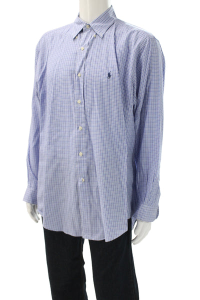 Ralph Lauren Blue Label Mens Blue Check Button-Up Long Sleeve Shirt Size M