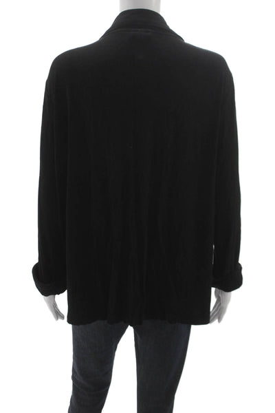 Skims Women Basic Collared Long Sleeve Button Up Black Modal Loungewear Size L