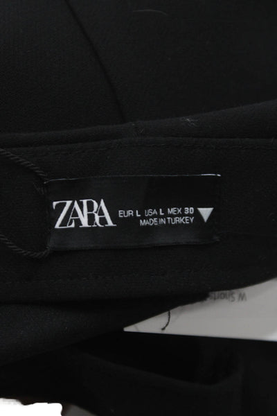Zara Women Hot Pants Black Polyester Zip Casual Size L