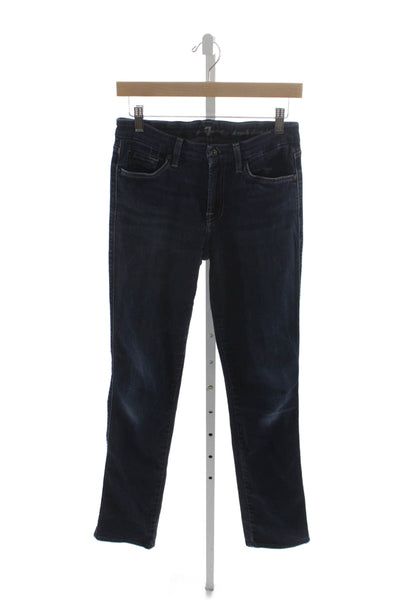 7 For All Mankind Women Straight Mid-Rise Cotton Blue Jeans Size 28