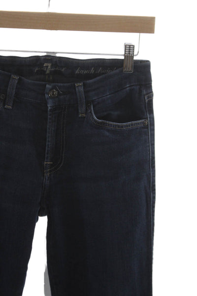 7 For All Mankind Women Straight Mid-Rise Cotton Blue Jeans Size 28