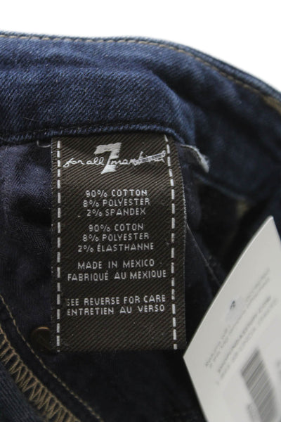 7 For All Mankind Women Straight Mid-Rise Cotton Blue Jeans Size 28