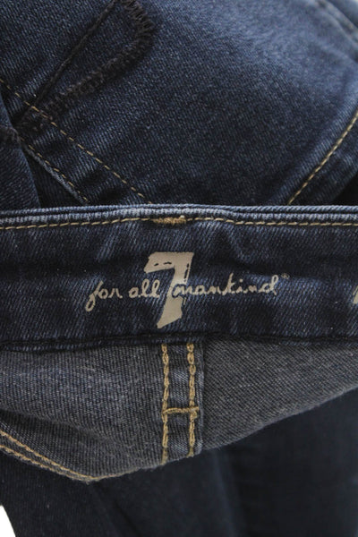 7 For All Mankind Women Straight Mid-Rise Cotton Blue Jeans Size 28