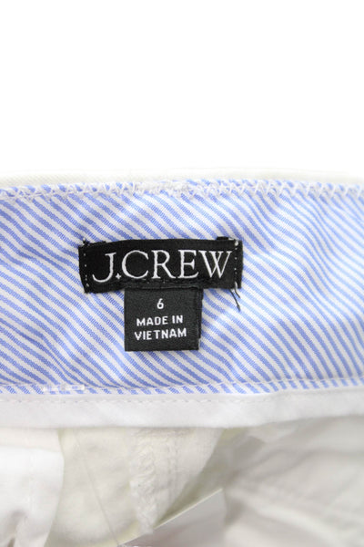 J Crew Womens Chino Shorts White Cotton Blend Size 6