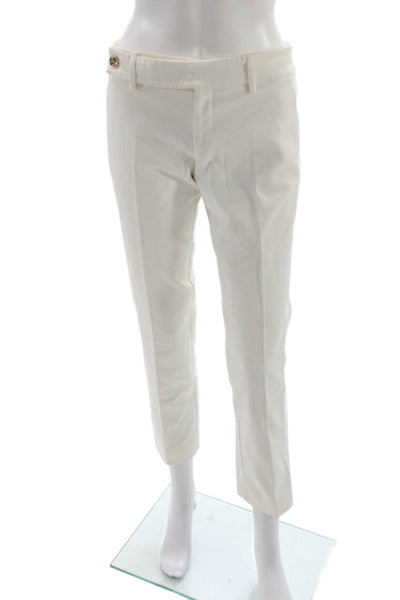 Gucci Women Ankle Pants White Solid Cotton Blend Size 38