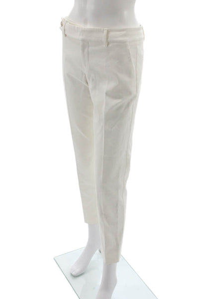 Gucci Women Ankle Pants White Solid Cotton Blend Size 38