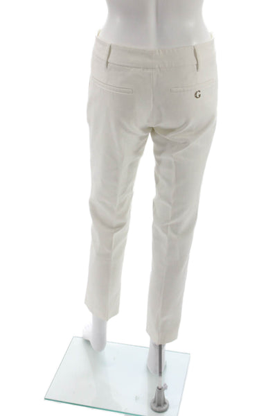 Gucci Women Ankle Pants White Solid Cotton Blend Size 38