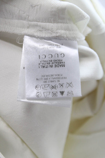 Gucci Women Ankle Pants White Solid Cotton Blend Size 38