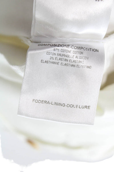 Gucci Women Ankle Pants White Solid Cotton Blend Size 38