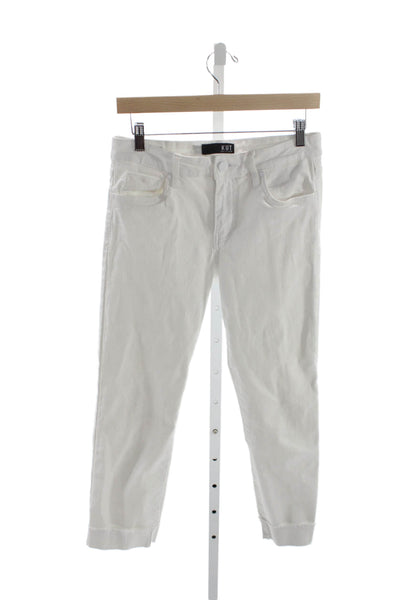 KUT from the Kloth Women Cropped White Cotton Mid Rise Jeans Size 6