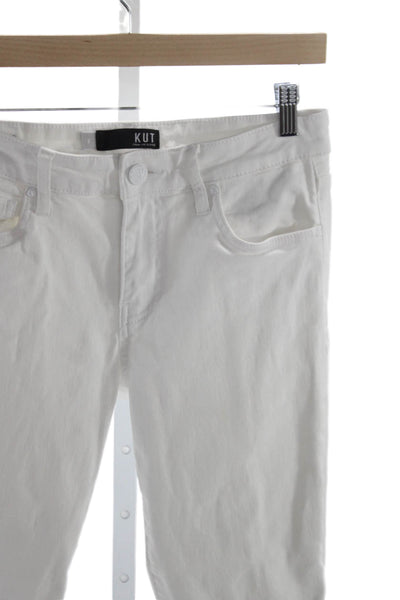 KUT from the Kloth Women Cropped White Cotton Mid Rise Jeans Size 6