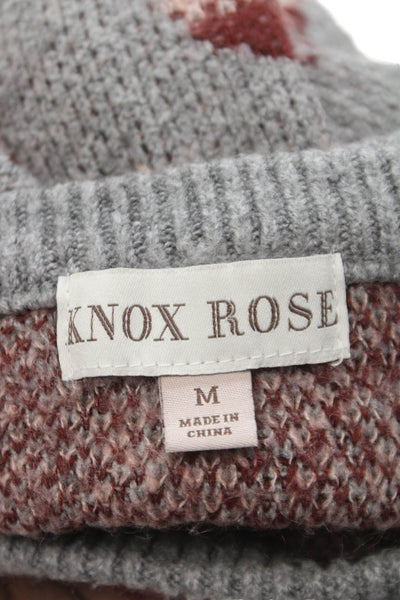 Knox Rose Women Pullover Sweater Multicolor Floral Crew Neck Long Sleeve Size M