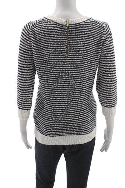 Banana Republic Women Pullover Sweater Black Striped Cotton 3/4 Sleeve Size S
