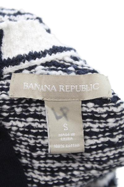 Banana Republic Women Pullover Sweater Black Striped Cotton 3/4 Sleeve Size S