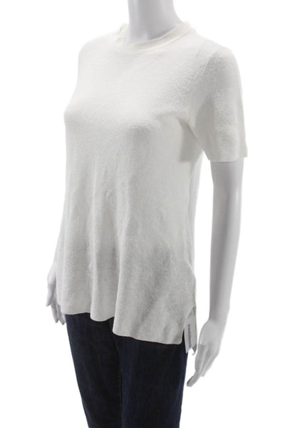 Eileen Fisher Womens Tunic White Crew Short Sleeve Organic Linen Size XS